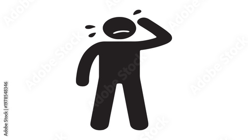 Sick man feeling dizzy and suffering from headache icon vector illustration.