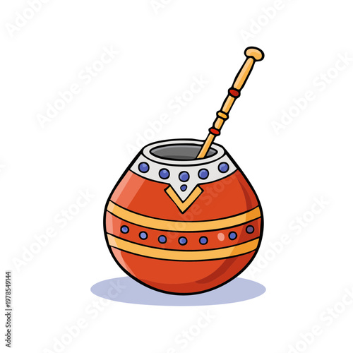 Traditional gourd and bombilla for drinking yerba mate beverage