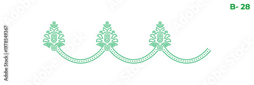 Rhinestone hotfix transfer border design features repeating floral motifs connected by a wavy line, perfect for ladies' suits, sarees, and other clothing material, 2.2 mm or 6 ss stone hole size.