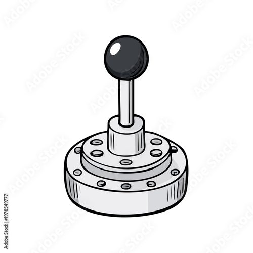 Classic manual transmission gear shift lever with black ball handle and metallic base