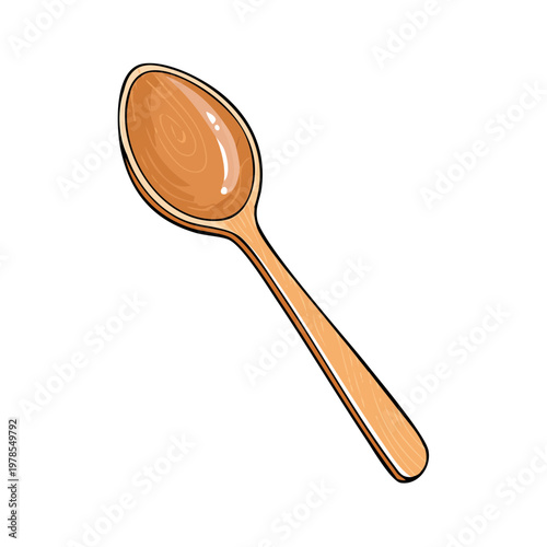 Simple Wooden Spoon for Cooking and Serving Isolated on White Background