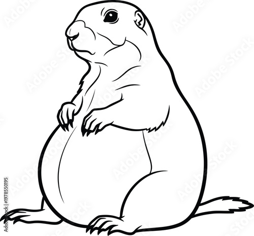 A cute cartoon groundhog sitting upright on its haunches looking alert