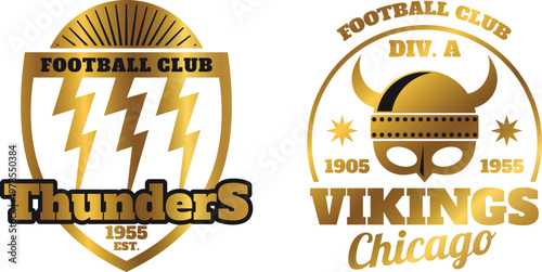 Embroidered football club patches featuring the bears and vikings logos