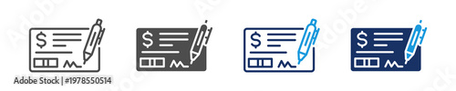 bank check icon set with multi concept