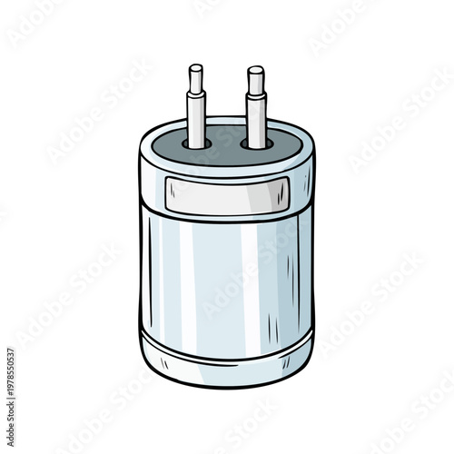 Digital Camera Battery Charger with Two Pins and Metallic Finish Illustration