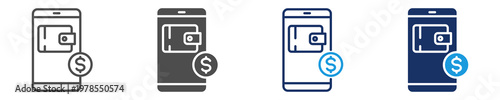 mobile wallet icon set with multi concept