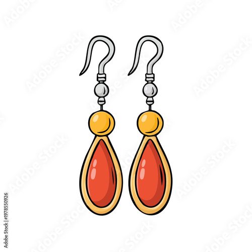 Elegant dangling earrings with red gemstones and gold accents