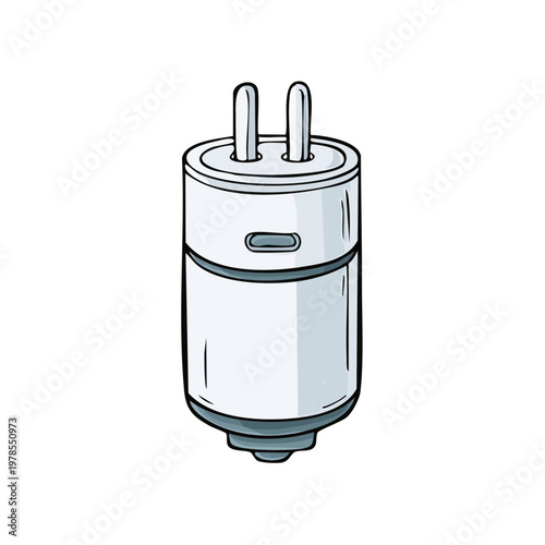 Hand drawn illustration of a modern electrical power adapter with two prongs