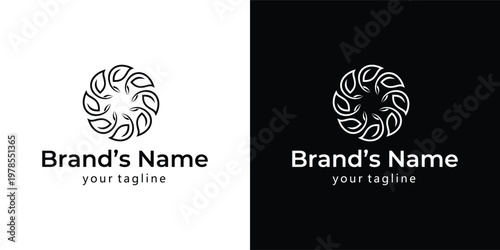 Abstract Logo Design with text and Leaf Elements: This abstract logo design, incorporating stylized leaf elements, projects a sense of innovation and sophistication.