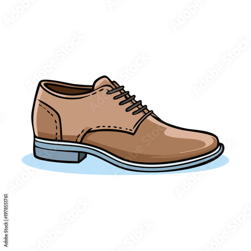 Classic brown leather oxford shoe with laces, elegant men's footwear illustration