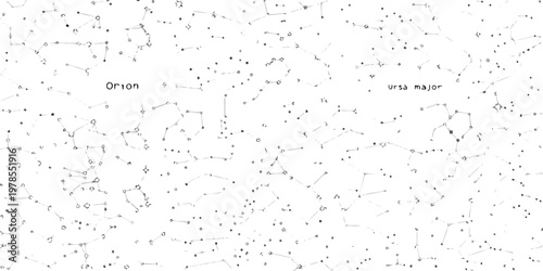 Constellation map depicting orion ursa major and numerous stars