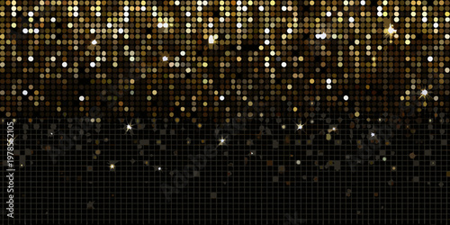 Abstract background of glittering gold and black mosaic tiles
