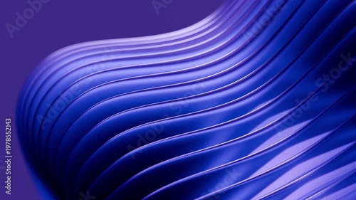 Shapes and lines flow together in a 3D design with blue tones