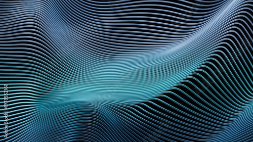 Wavy lines move and change in patterns in a dark space