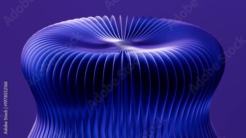 3D rendering of a blue abstract structure with detailed patterns