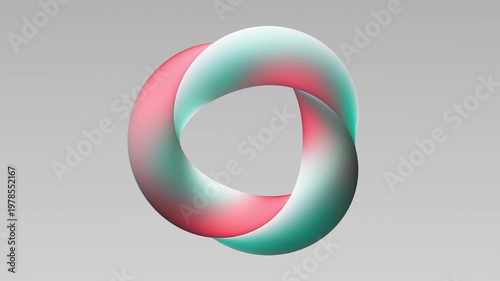 Dynamic 3D shape rotates changing colors with smooth gradients