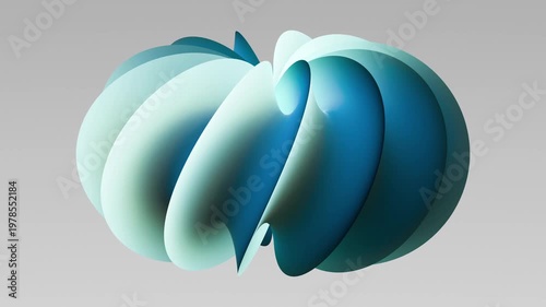 Rotating shapes blend uniquely in an engaging 3D visual display