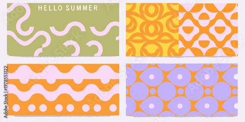 Four colorful patterned backgrounds with retro and summery vibes