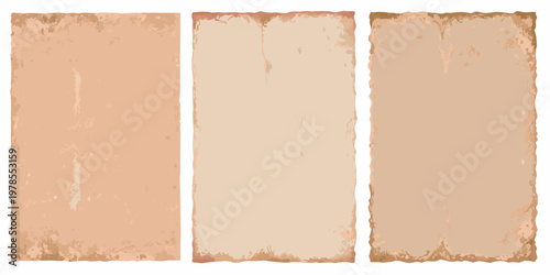 Three rectangular parchment papers with aged and worn textures