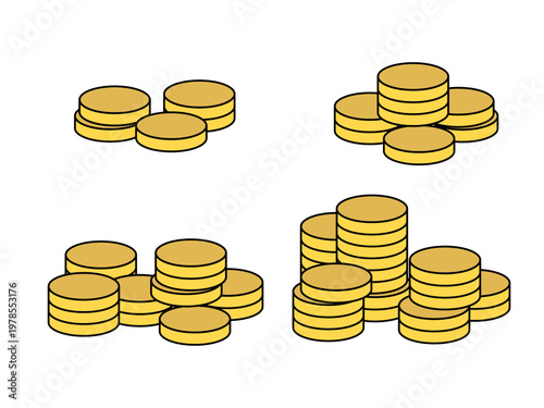Stacks of gold coins vector illustration.