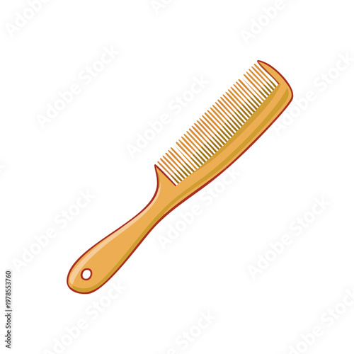A simple wooden hair comb with a handle and teeth for styling hair