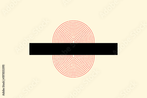 Minimal abstract composition with concentric circles and bold horizontal bar