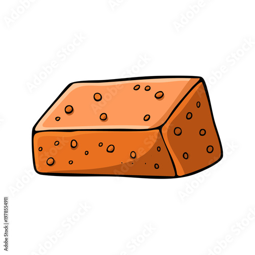 Cartoon wedge of orange cheese with holes for culinary or food concepts