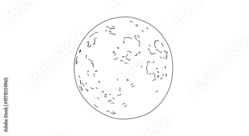 A minimalist vector illustration of the moon with craters on a white background