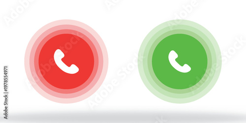 Answer and decline phone call buttons. Phone call. Telephone sign. Accept call and decline phone icons. vector