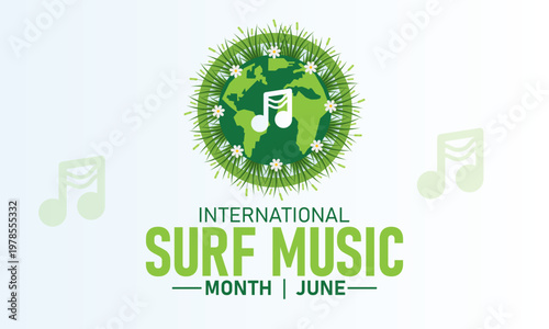 International surf music month june global music illustration with earth day