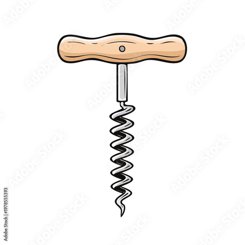 Classic Wooden T Handle Corkscrew Tool for Opening Wine Bottles