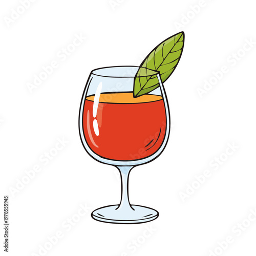 Refreshing Red Cocktail with Garnish in a Glass