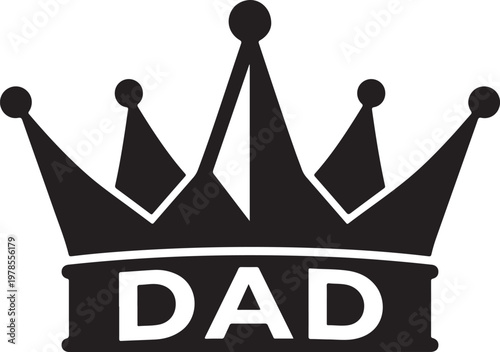 Black silhouette of a crown with 'dad' written on the band with father