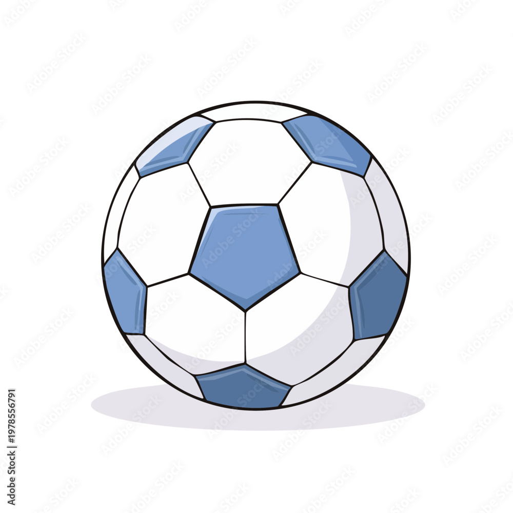 Fototapeta premium Classic Football Ball with Blue and White Hexagonal Panels Isolated on White