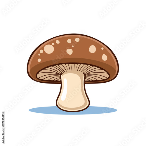Cute Cartoon Mushroom Illustration with Brown Cap and Cream Stem