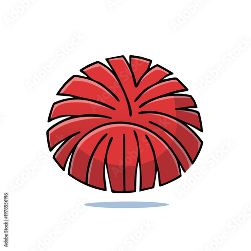 Red Pom Pom Cartoon Illustration isolated on White Background