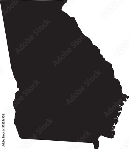 Black silhouette of the u.s. state of georgia on a white background