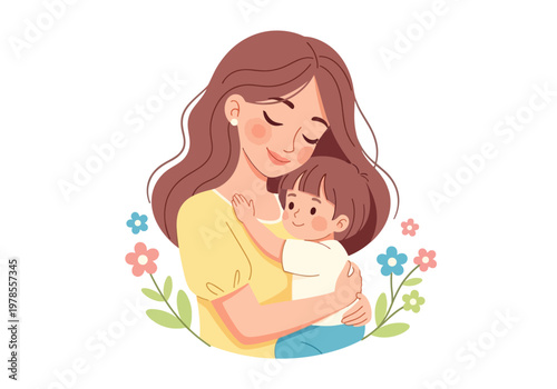 Mother holding baby close lovingly sweet.