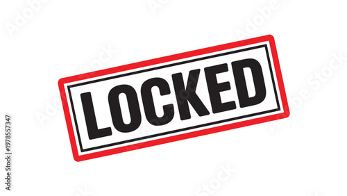 Locked restricted stamp isolated red security access label