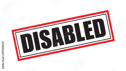 Disabled deactivation stamp isolated red inactive status label