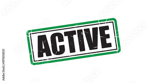Active operational stamp isolated green status label