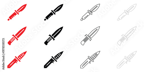 Dagger knife icon vector, Arabic dagger sharp knife symbol vector, silhouette and line art illustration