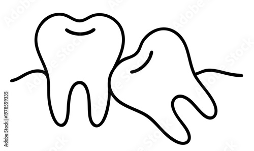 Impacted tilted tooth pressing on adjacent tooth roots, wisdom tooth misalignment causing pain and dental damage