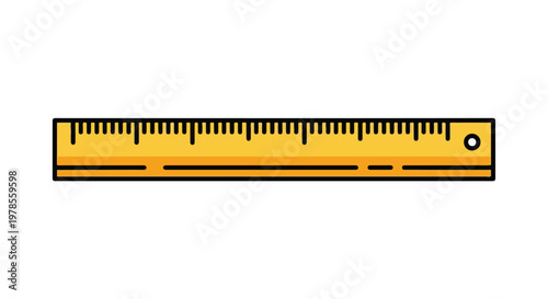 School Ruler Flat Vector Icon Measurement Education Tool