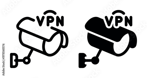 Protected Surveillance Camera with VPN Encrypted Connection Icon