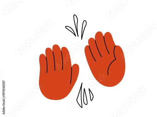 Applause hand gesture vector. Clapping hands for celebration, success, and victory. Bravo, praise and ovation symbol. Flat cartoon illustration isolated on white background. Audience support sign
