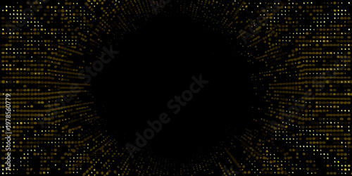 Golden particles swirling inwards towards a central black void