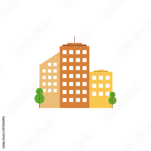 City buildings illustration. Urban architecture icon. Town skyline sign