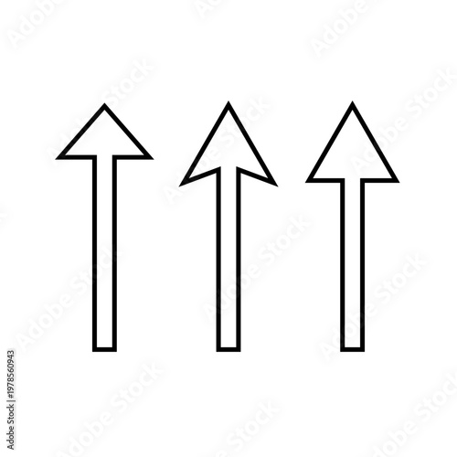 Arrow up outline icon set. Navigation direction symbol. Upward arrows sign
