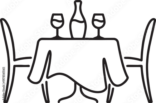 dining table setup line art restaurant hospitality icon vector illustration